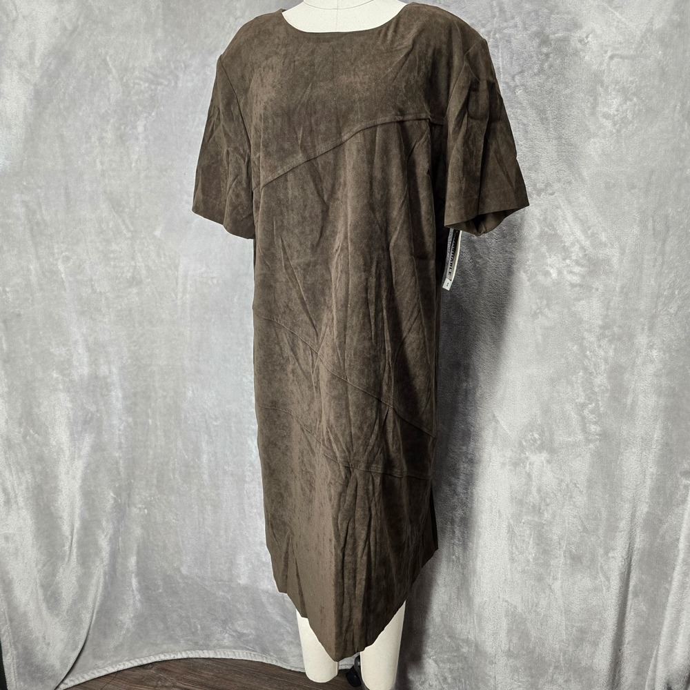 Worthington Woman 20W Brown Midi‎ Dress Plus Size Short Sleeve Career Casual